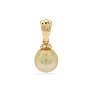 8mm Golden South Sea Cultured Pearl Pendant in 9K Gold