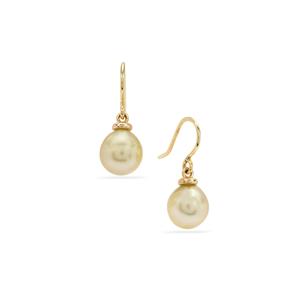 9K Gold Drop Earrings that includes Cultured Golden South Sea Pearls (8-9mm)