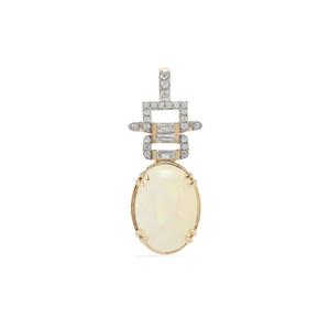 9K Gold Pendant That includes Ethiopian Opal and White Zircon, Complete Gem Weight 4.30cts