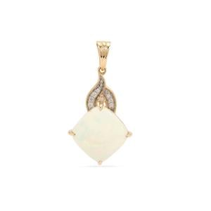 9K Gold Pendant with Ethiopian Opal and White Zircon, Complete Gem Weight 4.80cts