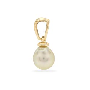 9K Gold Pendant with Golden South Sea Cultured Pearl (8-9mm)