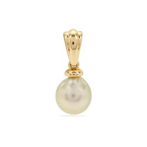 9K Gold Pendant with Golden South Sea Cultured Pearl (8-9mm)