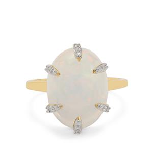 9K Gold Ring with Ethiopian Opal and White Zircon, Whole Gem Weight 6.45cts