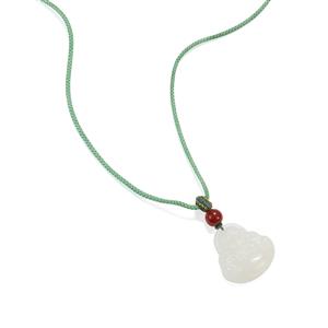 Kind A Khotan Mutton Fats Jade and Nanhong Agate Buddha Rope Necklace, Complete Weight 28cts